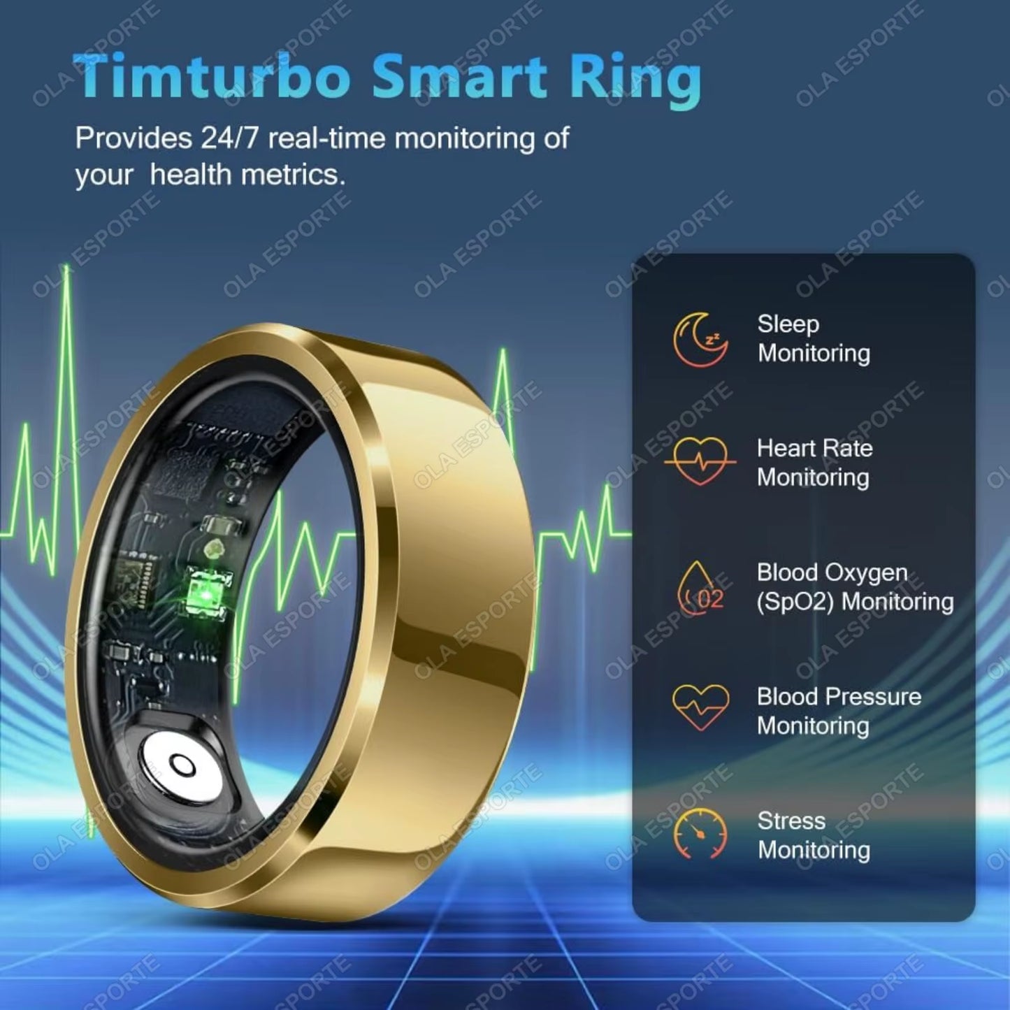 2025 Smart Ring Blood Pressure Heart Rate Sleep Monitoring Smartring IP68 & 5ATM Waterproof Multi-Sport Mode Smartring Man Women