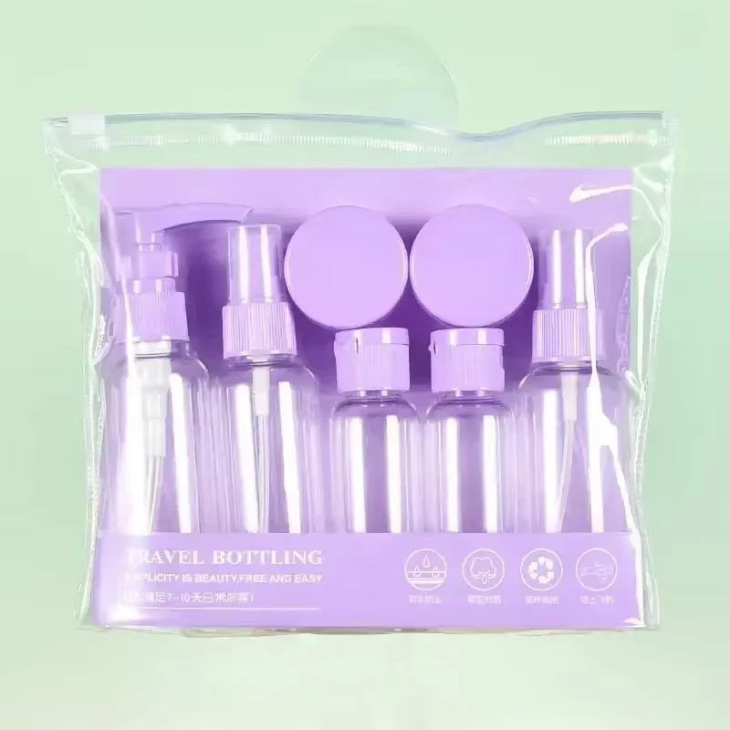 7PCS Travel Bottle Bag Wash Set Makeup Shampoo Body Wash Portable Skin Care Product Hand Cream Refillable Spray Lotion Bottle