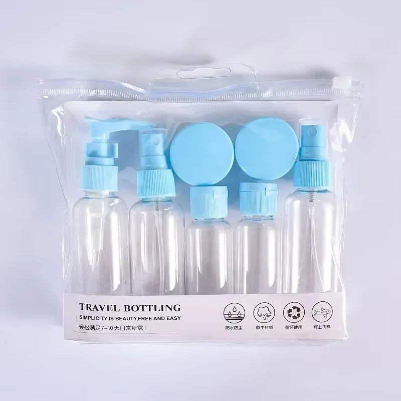 7PCS Travel Bottle Bag Wash Set Makeup Shampoo Body Wash Portable Skin Care Product Hand Cream Refillable Spray Lotion Bottle