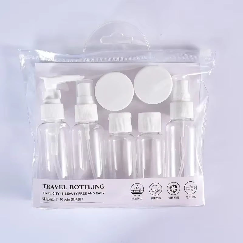 7PCS Travel Bottle Bag Wash Set Makeup Shampoo Body Wash Portable Skin Care Product Hand Cream Refillable Spray Lotion Bottle