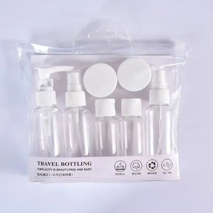 7PCS Travel Bottle Bag Wash Set Makeup Shampoo Body Wash Portable Skin Care Product Hand Cream Refillable Spray Lotion Bottle