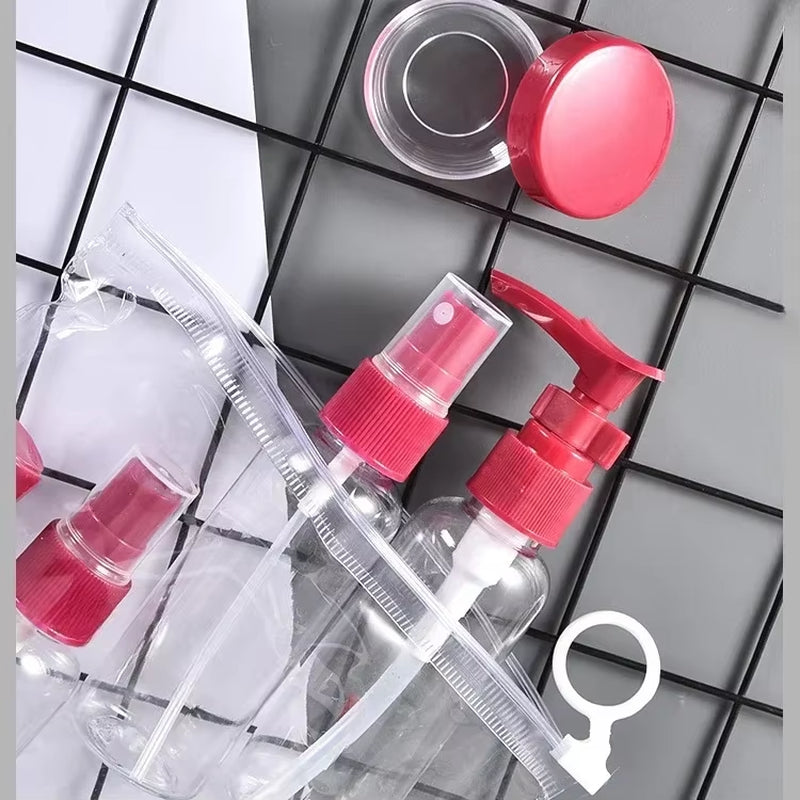 7PCS Travel Bottle Bag Wash Set Makeup Shampoo Body Wash Portable Skin Care Product Hand Cream Refillable Spray Lotion Bottle