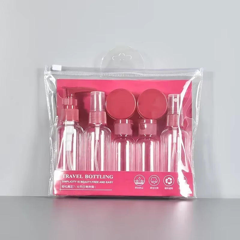 7PCS Travel Bottle Bag Wash Set Makeup Shampoo Body Wash Portable Skin Care Product Hand Cream Refillable Spray Lotion Bottle